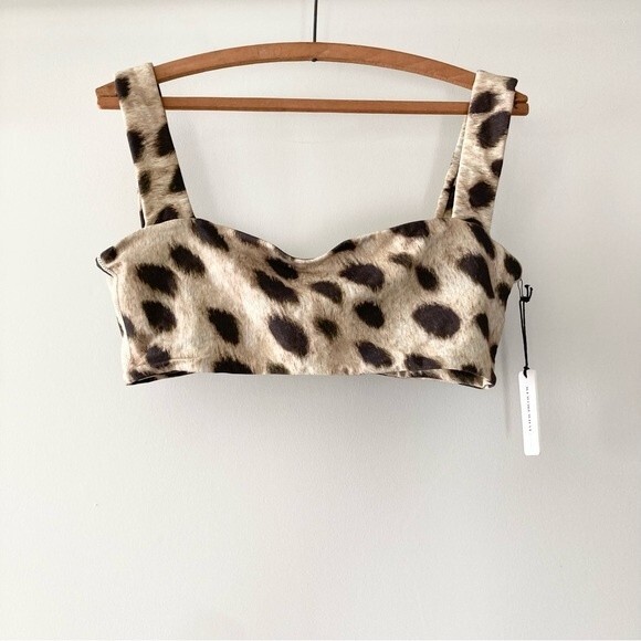 NWT We Wore What Leopard Bandeau Crop Top Athleisure ‎ Sports Bra L - Picture 4 of 7